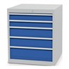 Schubladenschrank H819xB705xT736mm lichtgrau/signalblau 5 Schubl.Vollauszug