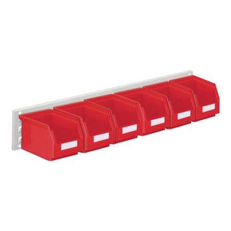 Sichtlagerkastenset H140xB920xT250mm Stahlblech/Polyethylen Ku.rot 6xGr.6