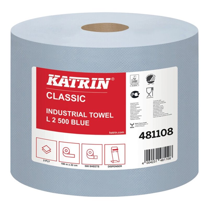 Putztuchrolle Katrin Classic L 2 L190xB220mm ca.mm blau 2-lagig 2 RL/KT ELOS