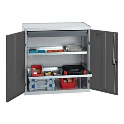 Werkzeug-/Beistellschrank H1000xB1000xT500mm 1Schubl.2BD grau/anthrazitgrau