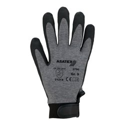 Asatex Strickhandschuhe PVC-beschichteter Strickbund mit Klettverschluss grau