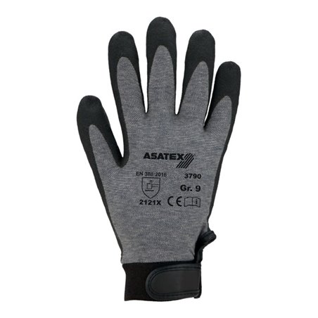 Asatex Strickhandschuhe PVC-beschichteter Strickbund mit Klettverschluss grau