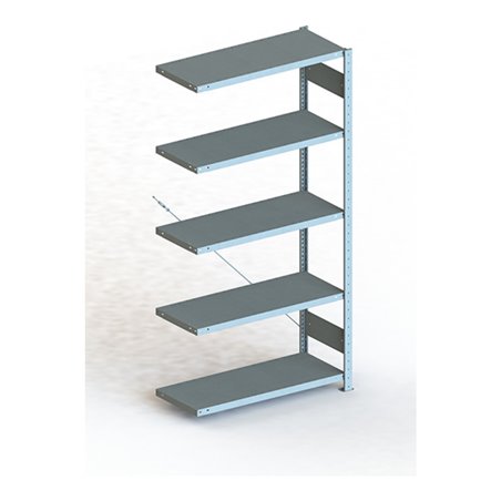 Meta Steckregal Anbauregal CLIP 100 S3 AR 5 Böden,lichtgrau zerlegte Rahmen