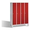 C+P Umkleidespind Classic auf Füßen 4 Abteile Front Rubinrot Korpus Lichtgrau