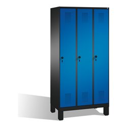 C+P Umkleidespind Evolo auf Füßen 3 Abteile Front Enzianblau Korpus Schwarzgrau
