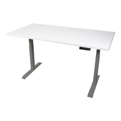 STIER Elektrisch höhenverstellbarer Schreibtisch TSR weiß/silber