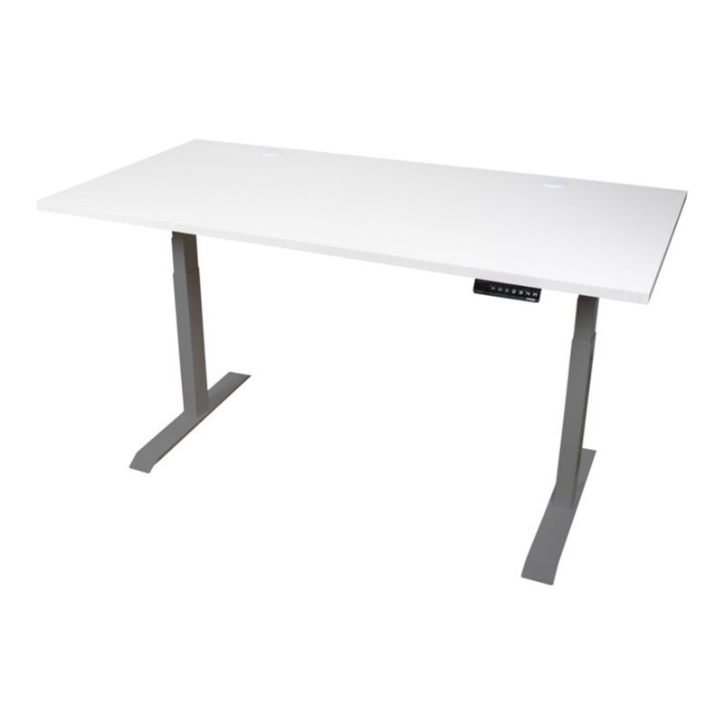 STIER Elektrisch höhenverstellbarer Schreibtisch TSR weiß/silber