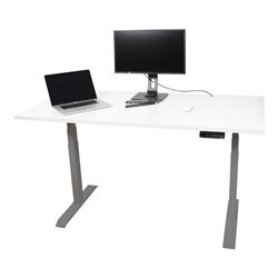 STIER Elektrisch höhenverstellbarer Schreibtisch TSR weiß/silber