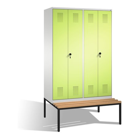 C+P Doppelspind Evolo mit Sitzbank 4 Abteile Front Viridingrün Korpus Lichtgrau