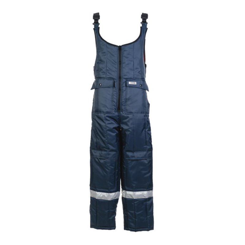 Planam Kühl-/Gefrierhaus-Latzhose marine, Innenfutter rot