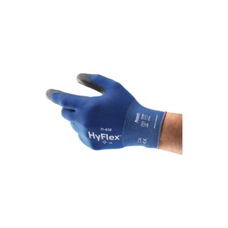 Ansell Handschuhe HyFlex 11-618 Nylon mit Polyurethan blau/schwarz