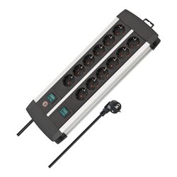 Brennenstuhl Premium-Alu-Line Technik Steckdosenleiste 12-fach Duo schwarz 3m H05VV-F 3G1,5 6-fach schaltbare Steckdosen