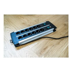 Brennenstuhl Premium-Alu-Line Technik Steckdosenleiste 12-fach Duo schwarz 3m H05VV-F 3G1,5 6-fach schaltbare Steckdosen