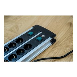 Brennenstuhl Premium-Alu-Line Technik Steckdosenleiste 12-fach Duo schwarz 3m H05VV-F 3G1,5 6-fach schaltbare Steckdosen