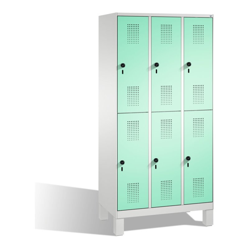 C+P Doppelstockspind Evolo auf Füßen 6 Fächer Front Lichtgrün Korpus Lichtgrau