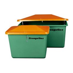 CEMO Streugutbehälter V mit Vandalismusdeckel mit Entnahme grün/orange