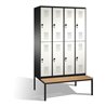 C+P Doppelstockspind Evolo mit Sitzbank 8 Fächer Front Reinweiß Korpus Schwarzgrau