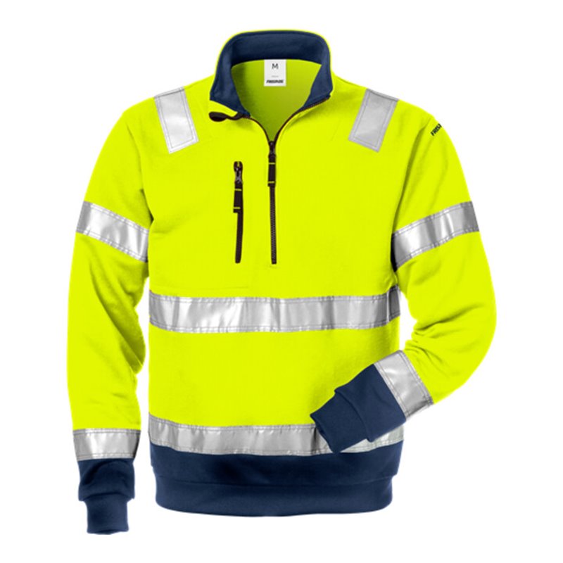 Fristads High Vis Zipper-Sweatshirt Kl. 3 728 SHV Dunkelblau (Herren)