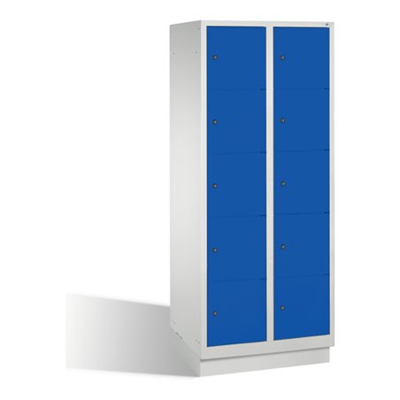 C+P Fächerschrank Classic auf Sockel 10 Fächer Front Enzianblau Korpus Lichtgrau