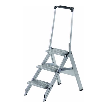 ZARGES Sicherheitstreppe, klappbar, mit Riffelblechbelag, mit Bügel