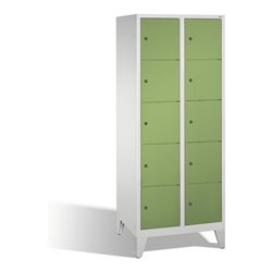 C+P Fächerschrank Classic auf Füßen 10 Fächer Front Resedagrün Korpus Lichtgrau