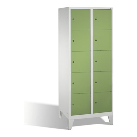C+P Fächerschrank Classic auf Füßen 10 Fächer Front Resedagrün Korpus Lichtgrau