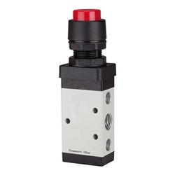 RIEGLER 5/2-Wegeventil manuell Druckknopf rot