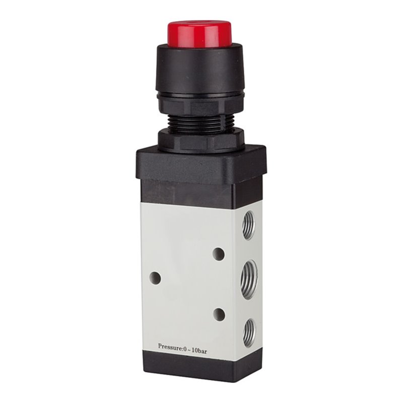 RIEGLER 5/2-Wegeventil manuell Druckknopf rot