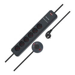 Steckdosenleiste 6 Steckdosen L.2m H05VV-F 3G1,5 m.extern Hand/Fußsch. anthrazit