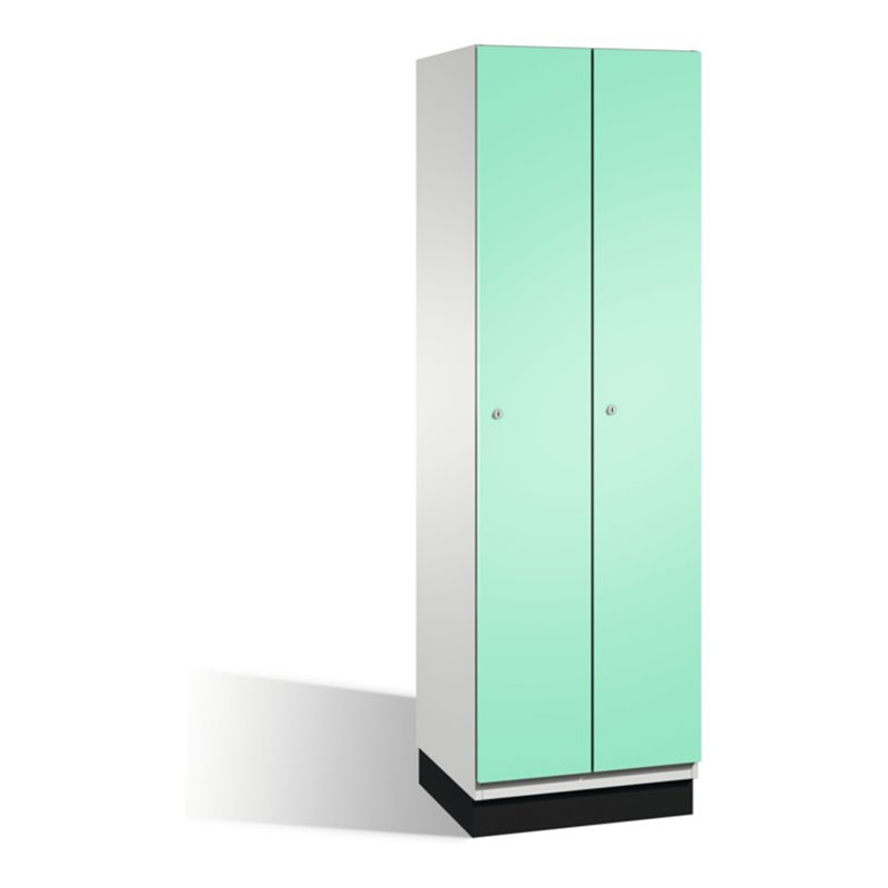 C+P Umkleidespind Cambio auf Sockel 2 Abteile Front Lichtgrün Korpus Lichtgrau