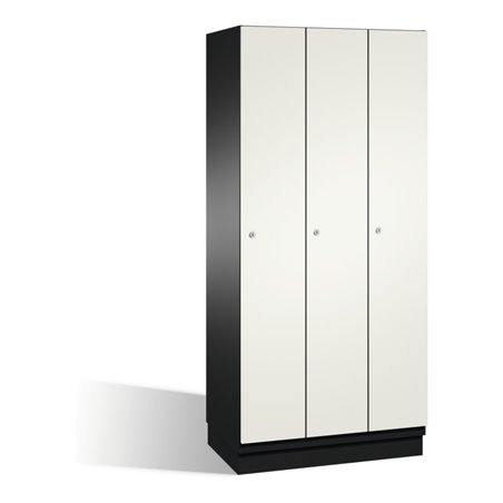 C+P Umkleidespind Cambio auf Sockel 3 Abteile Front Reinweiß Korpus Schwarzgrau