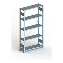 Meta Steckregal Grundregal CLIP 100 S3 GR 5 Böden,lichtgrau zerlegte Rahmen