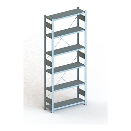 Meta Steckregal Grundregal CLIP 100 S3 GR 6 Böden,verzinkt zerlegte Rahmen