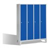 C+P Umkleidespind Classic auf Füßen 4 Abteile Front Enzianblau Korpus Lichtgrau
