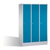 C+P Umkleidespind Classic auf Sockel 3 Abteile Front Lichtblau Korpus Lichtgrau