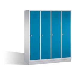C+P Umkleidespind Classic auf Sockel 4 Abteile Front Lichtblau Korpus Lichtgrau