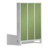 C+P Umkleidespind Classic auf Füßen 3 Abteile Front Resedagrün Korpus Lichtgrau