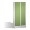 C+P Umkleidespind Classic auf Sockel 2 Abteile Front Resedagrün Korpus Lichtgrau