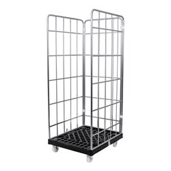 STIER Rollbehälter 3-seitig, galvanisch verzinkt, Kunststoff-Rollplatte