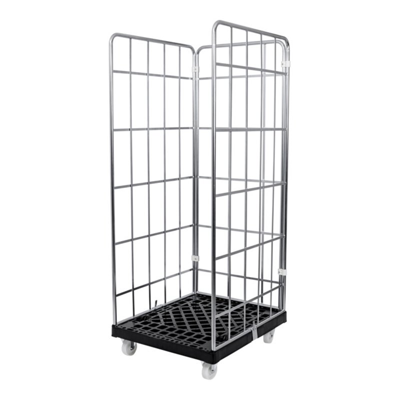 STIER Rollbehälter 3-seitig, galvanisch verzinkt, Kunststoff-Rollplatte