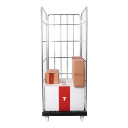 STIER Rollbehälter 3-seitig, galvanisch verzinkt, Kunststoff-Rollplatte