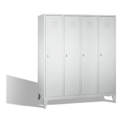 C+P Umkleidespind Classic auf Füßen 4 Abteile Front Lichtgrau Korpus Lichtgrau