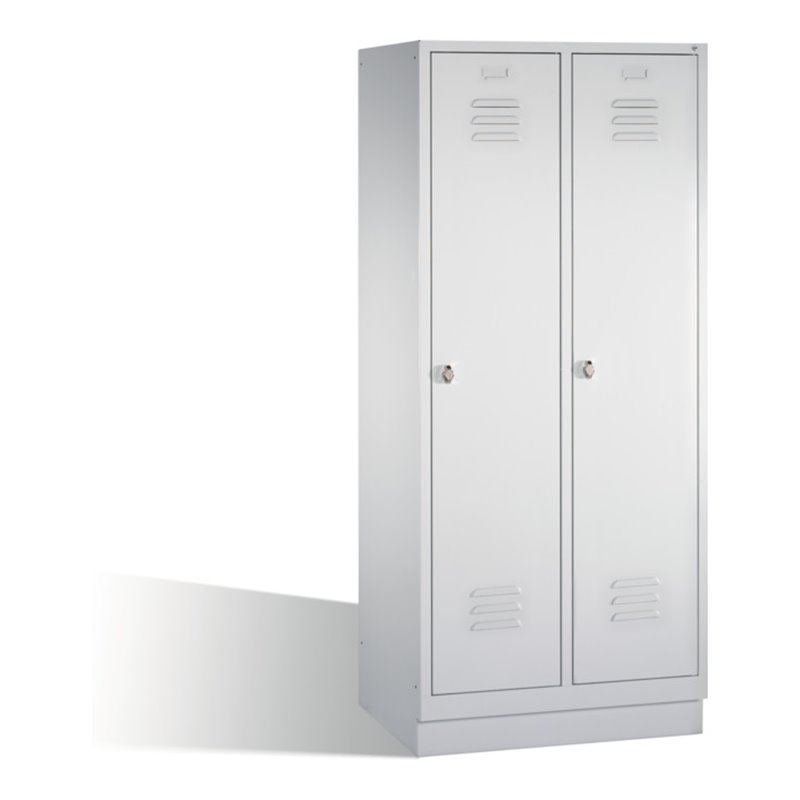 C+P Umkleidespind Classic auf Sockel 2 Abteile Front Lichtgrau Korpus Lichtgrau