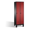 C+P Umkleidespind Evolo auf Füßen 2 Abteile Front Rubinrot Korpus Schwarzgrau