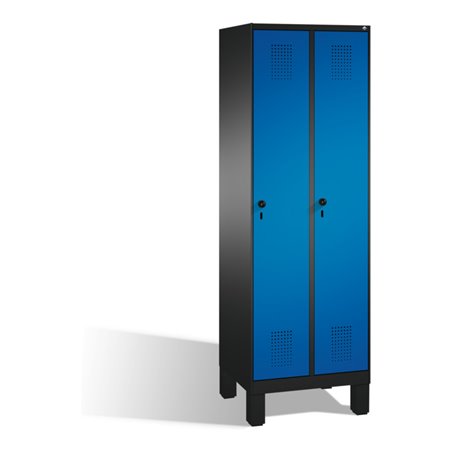 C+P Umkleidespind Evolo auf Füßen 2 Abteile Front Enzianblau Korpus Schwarzgrau