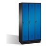 C+P Umkleidespind Evolo auf Sockel 3 Abteile Front Enzianblau Korpus Schwarzgrau