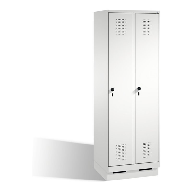 C+P Umkleidespind Evolo auf Sockel 2 Abteile Front Lichtgrau Korpus Lichtgrau