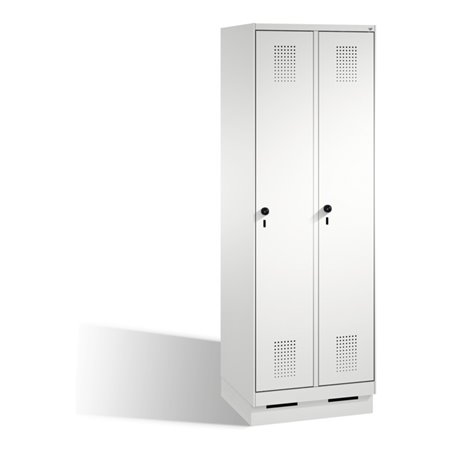 C+P Umkleidespind Evolo auf Sockel 2 Abteile Front Lichtgrau Korpus Lichtgrau