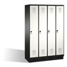 C+P Umkleidespind Evolo auf Sockel 4 Abteile Front Reinweiß Korpus Schwarzgrau