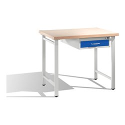 C+P Werkbank mit Multiplexplatte und 1 Schublade 3 HE Front Enzianblau Korpus Lichtgrau